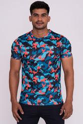 CruiseCamo Round Neck T-Shirt Mint Blue Black (D)